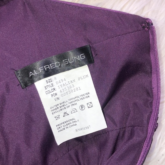 Alfred Sung Italian Purple cocktail dress 8 - Picture 5 of 5
